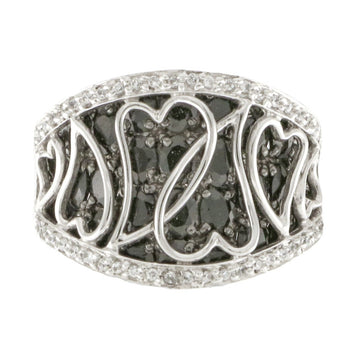 925 Sterling Silver Heart Onyx Ring - A119066