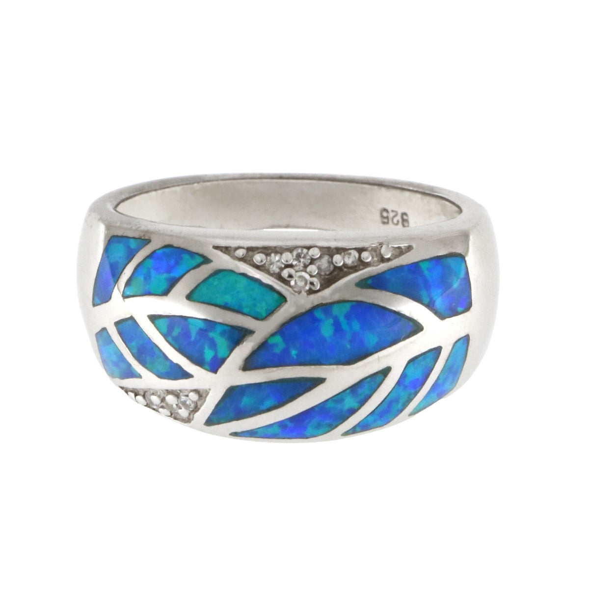 925 Sterling Silver Blue Opal Stone Ring - A119073