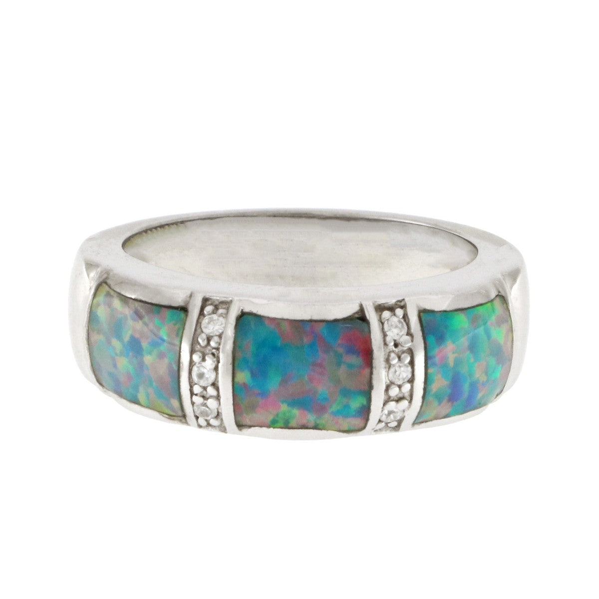 925 Sterling Silver Blue Opal Stone Ring - A119074