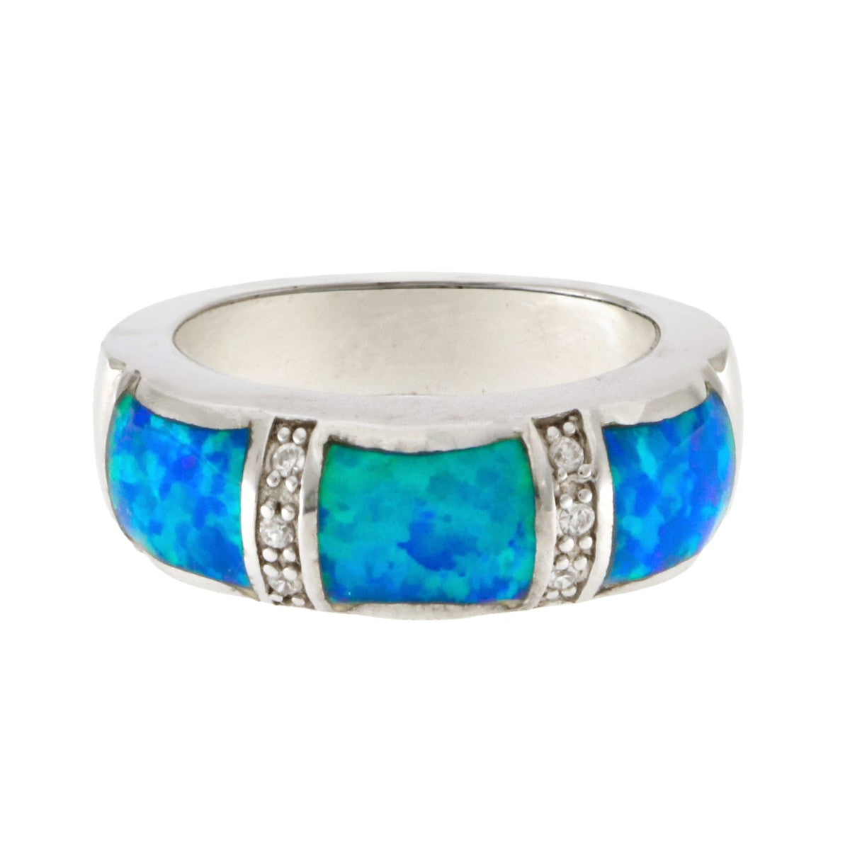 925 Sterling Silver Blue Opal Stone Ring - A119075