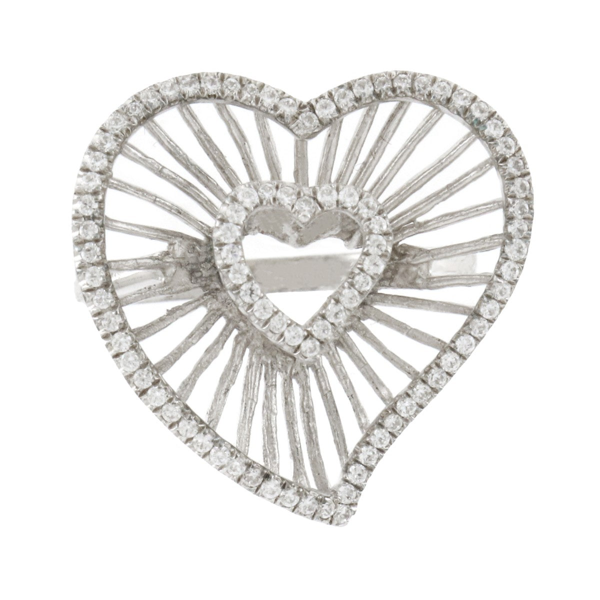 925 Sterling Silver Heart CZ Ring - A119079
