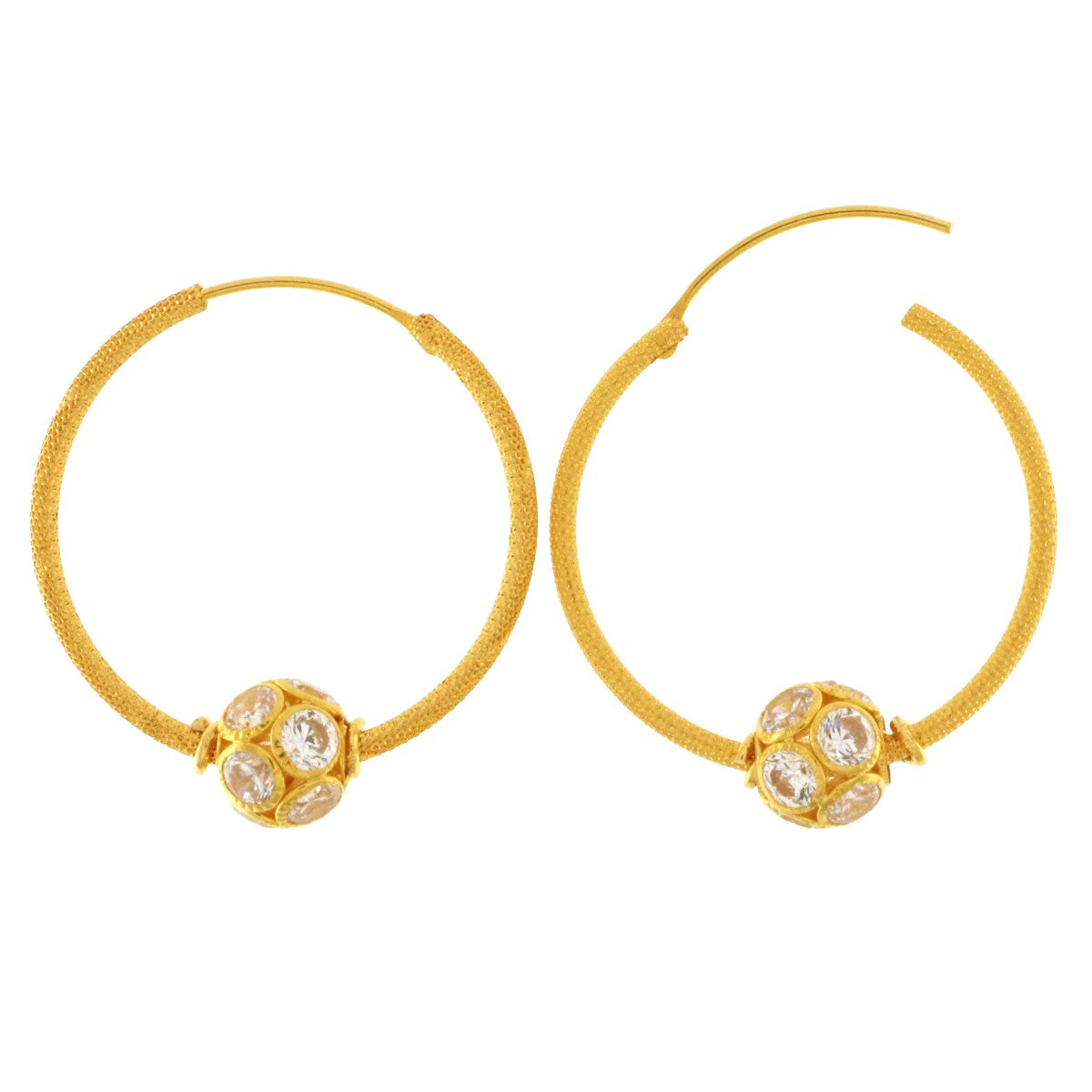 22ct Gold Medium Hoop Earrings - A119108