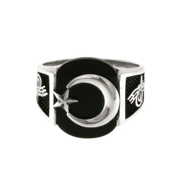 925 Sterling Onyx Silver Ring - A119506