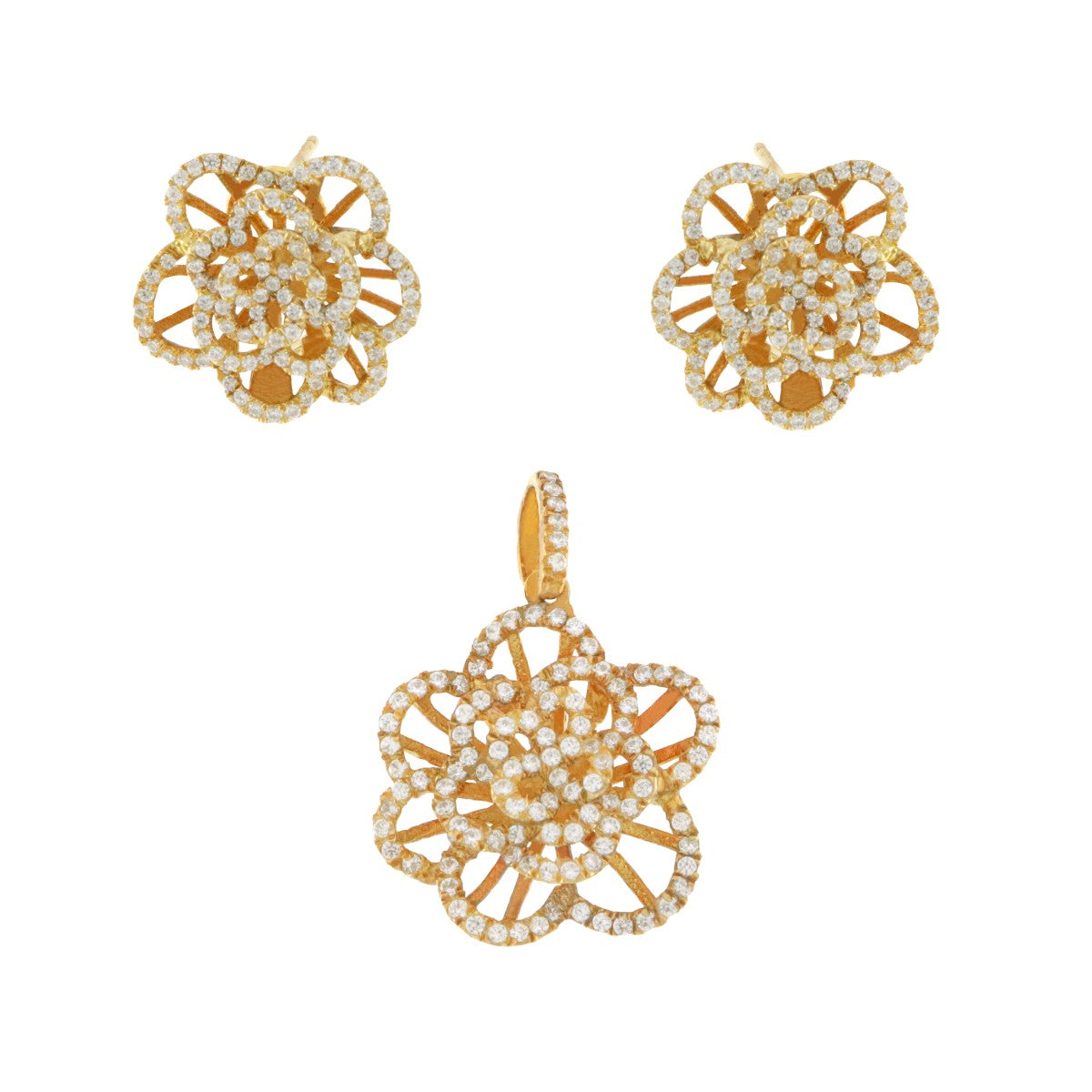925 Sterling Silver Gold Plated Pendant Set - A119640
