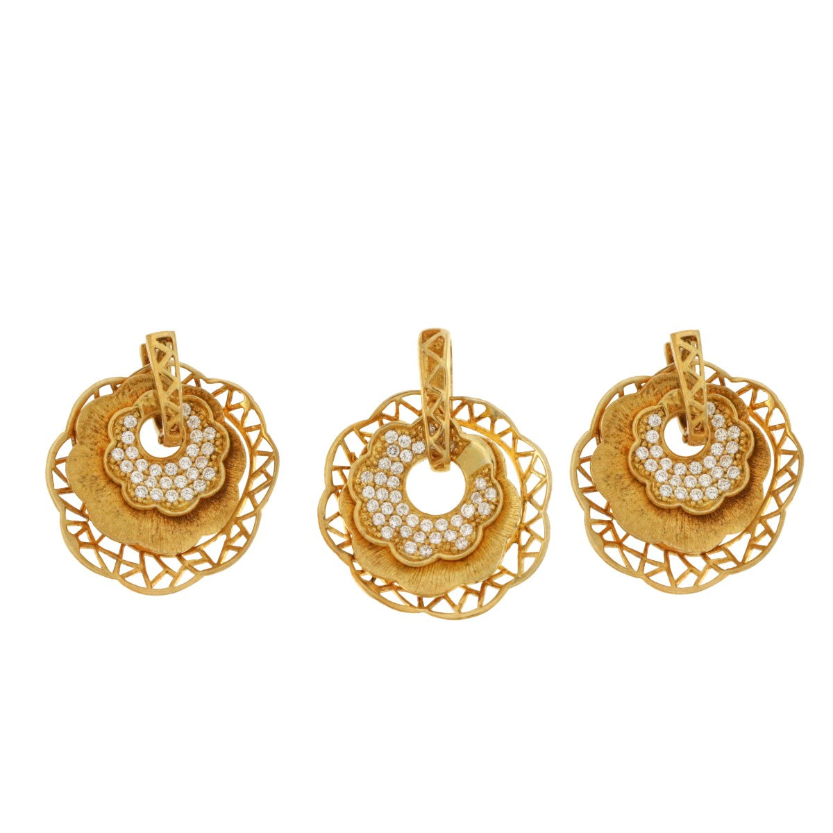 925 Sterling Silver Gold Plated Pendant Set - A119644