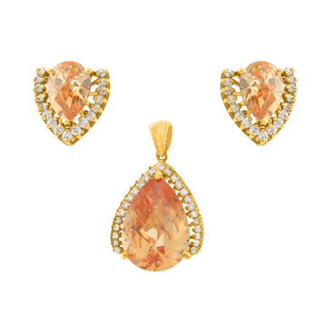 925 Sterling Silver Gold Plated Pendant Set - A119645