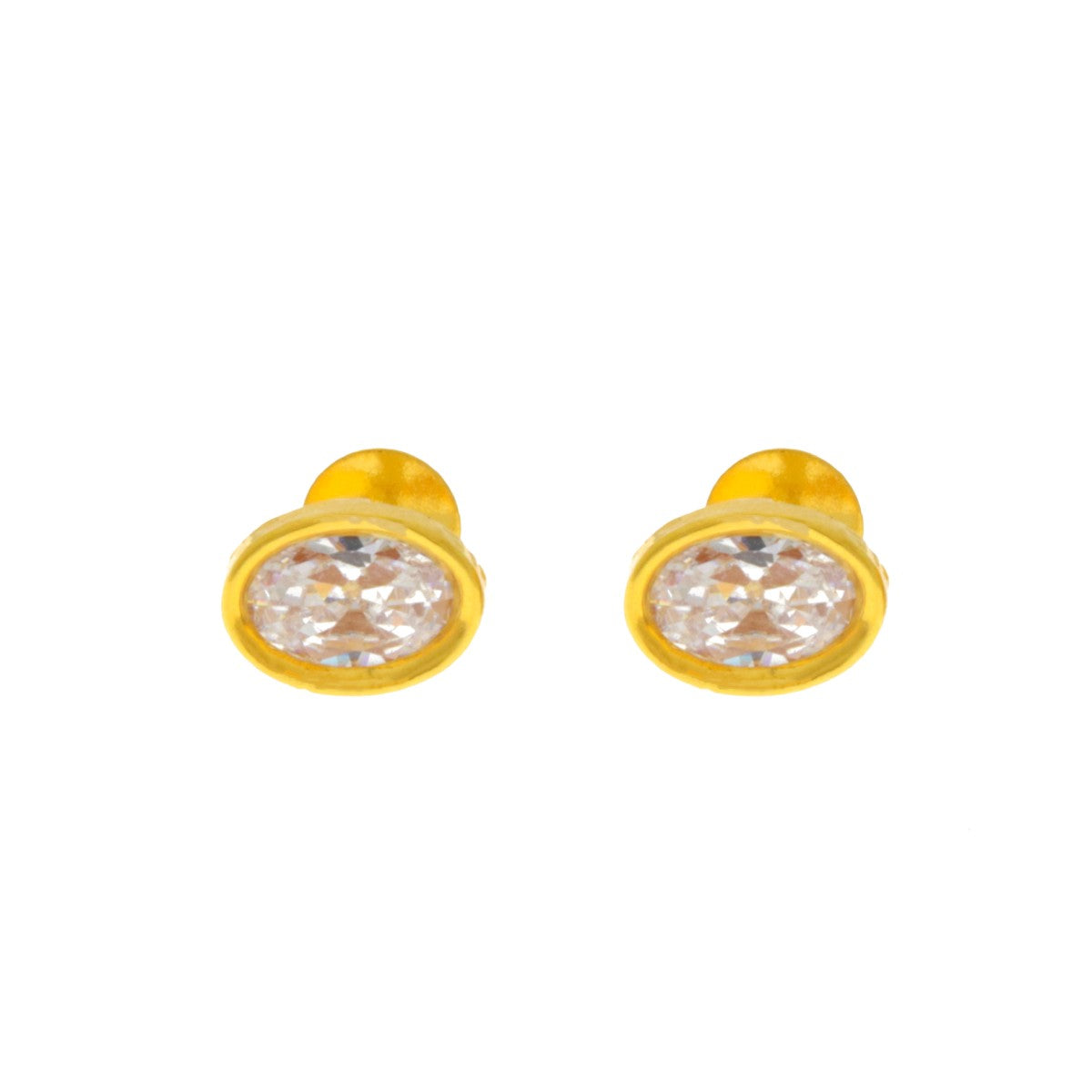 22ct Gold Oval Stud Earrings - A120100