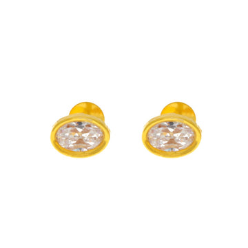 22ct Gold Oval Stud Earrings - A120100