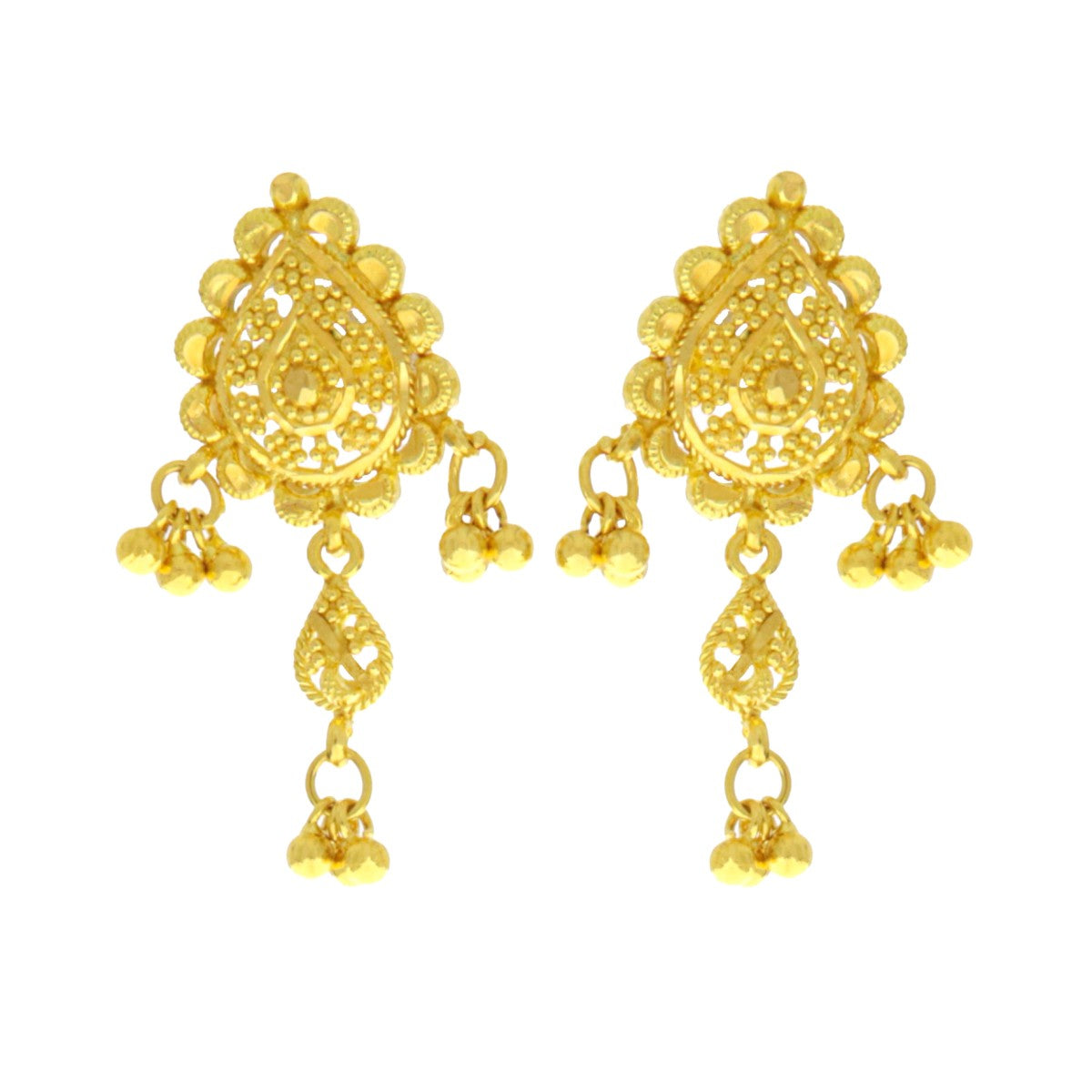 22ct Gold Filigree Earrings - A120490