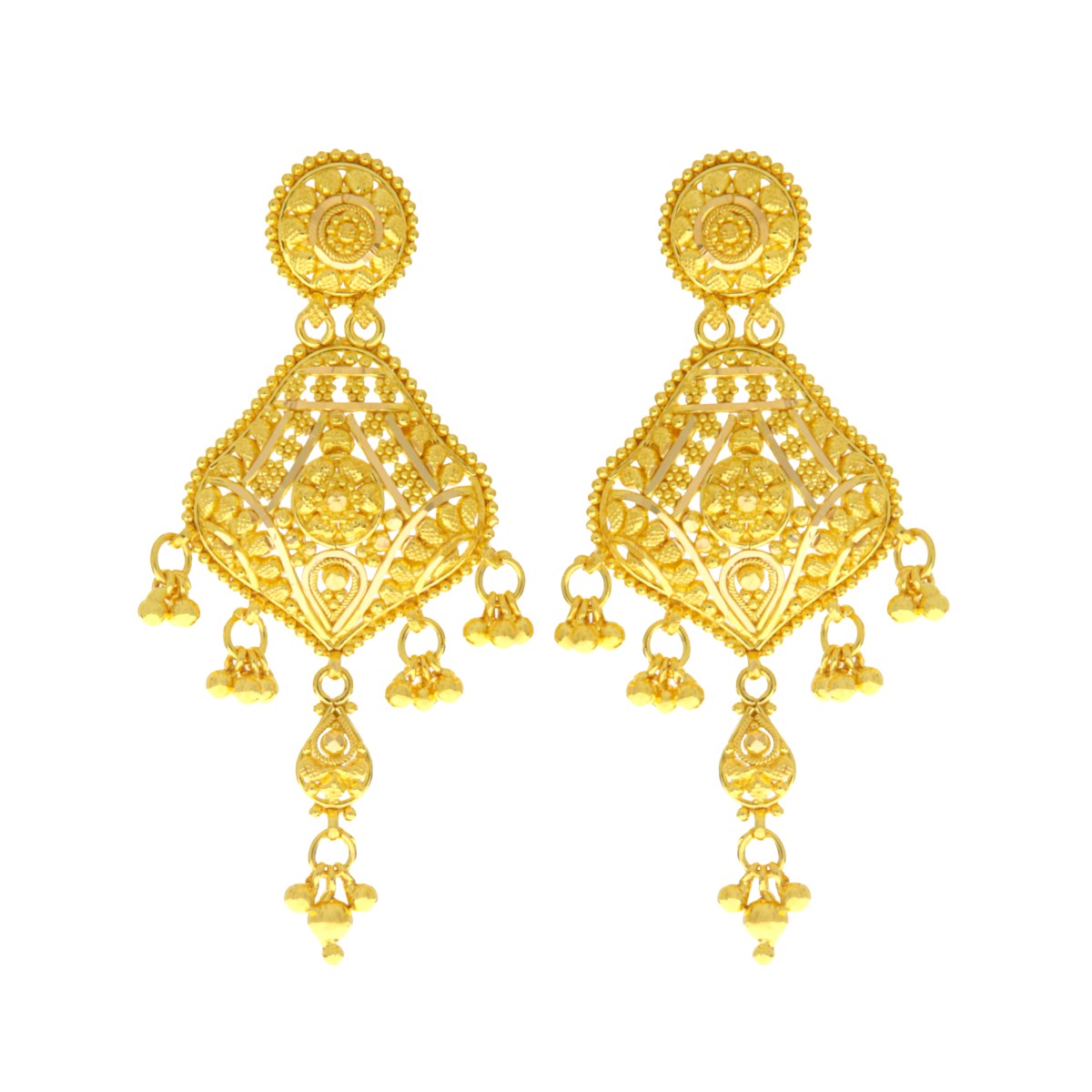 22ct Gold Filigree Earrings - A120497