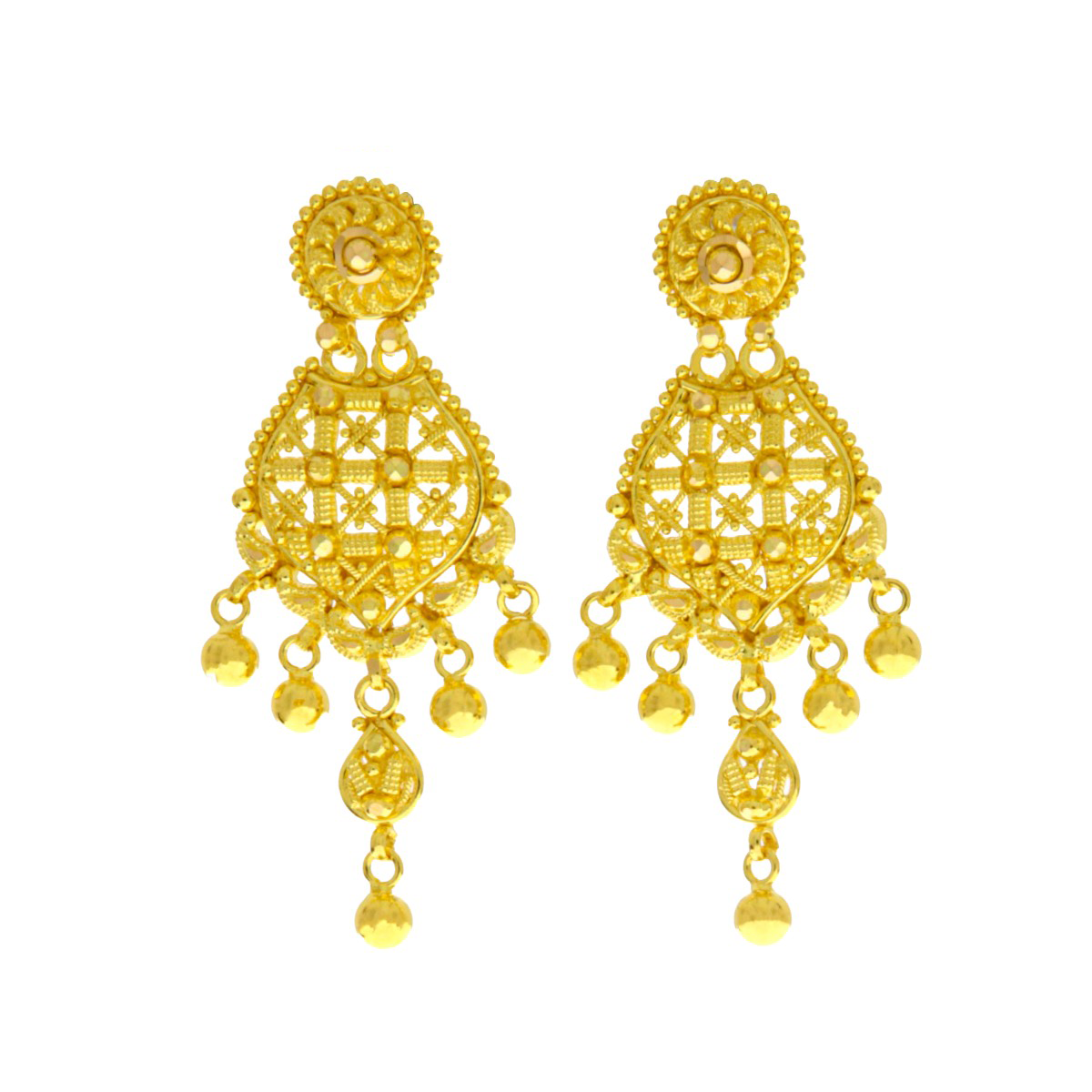 22ct Gold Filigree Earrings - A120498
