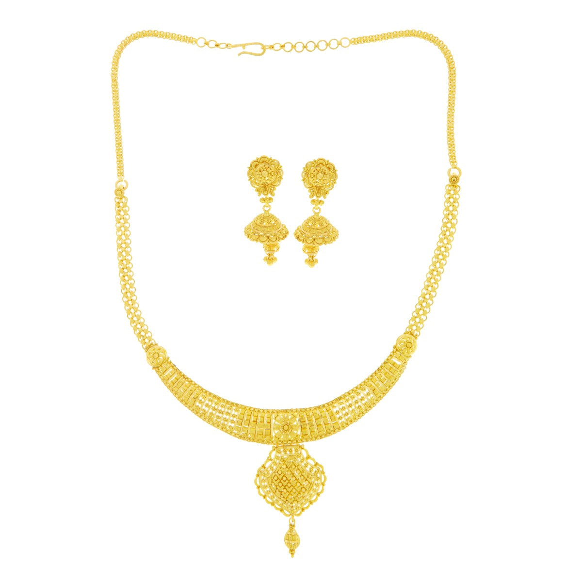 22ct Gold Filigree Necklace Set - A120513