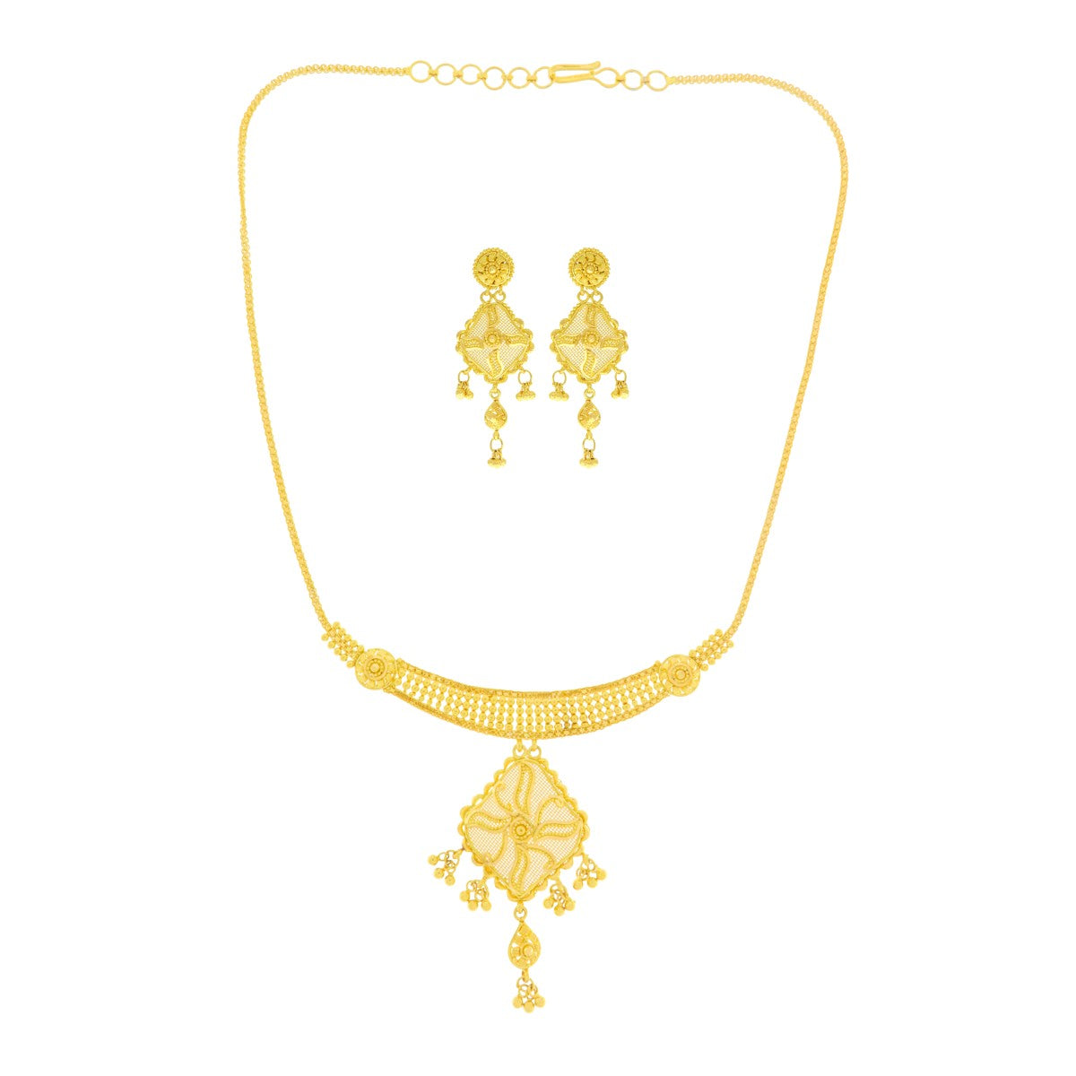 22ct Gold Filigree Necklace Set - A120516