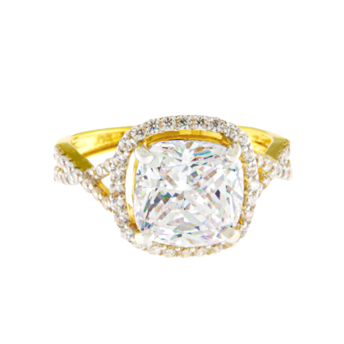 22ct Gold Cushion Cut CZ Ring - A120587