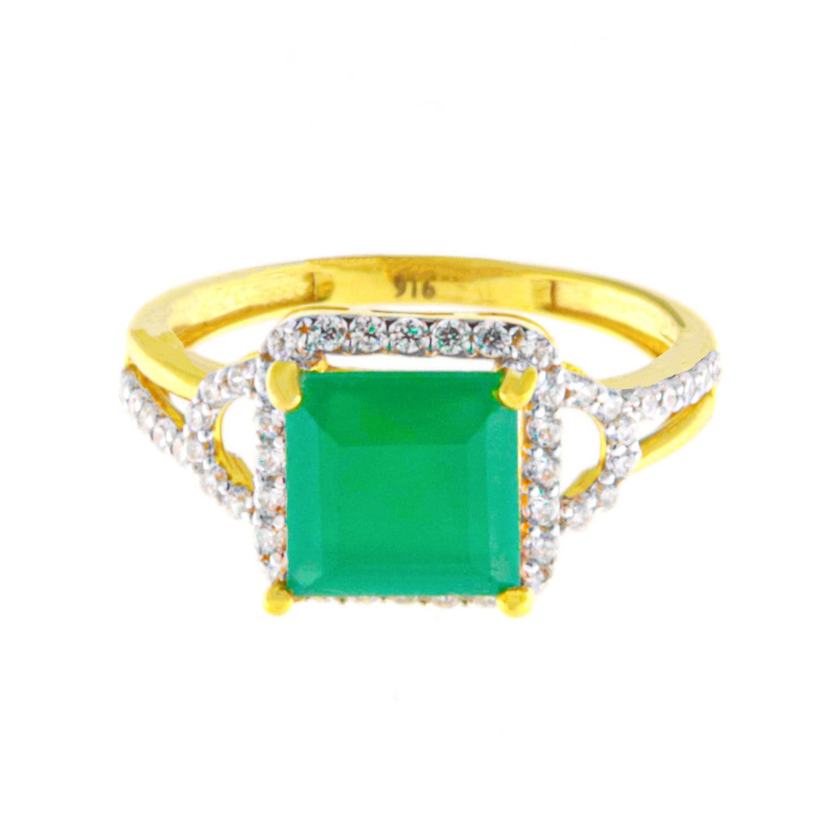22ct Gold Green CZ Ring - A120588