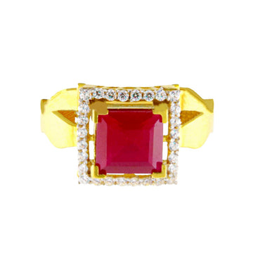 22ct Gold Red CZ Ring - A120589