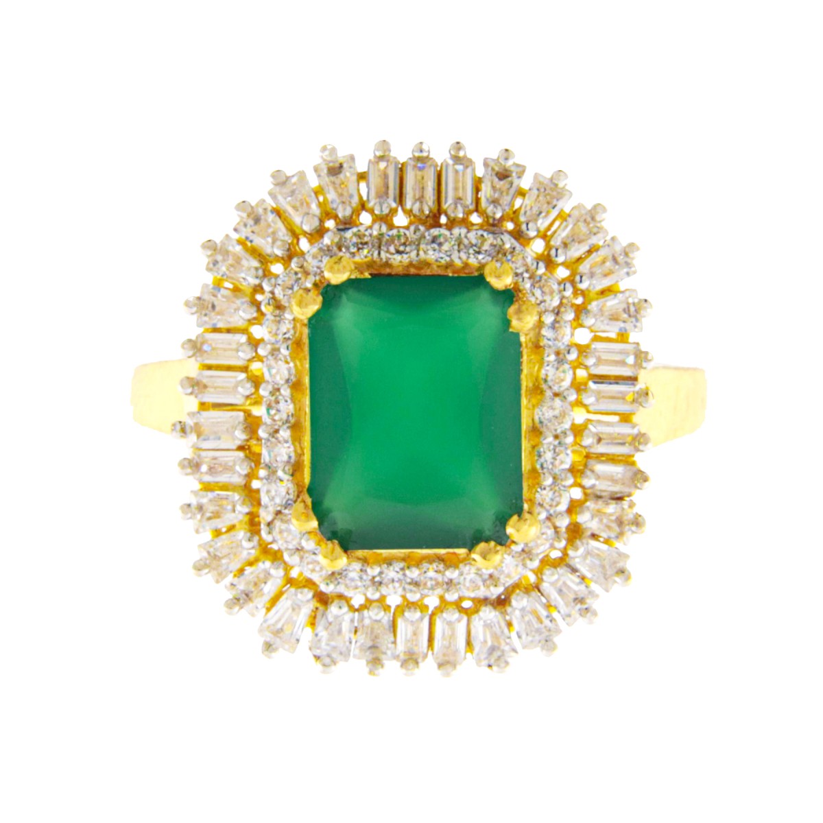 22ct Gold Green CZ Statement Ring - A120591
