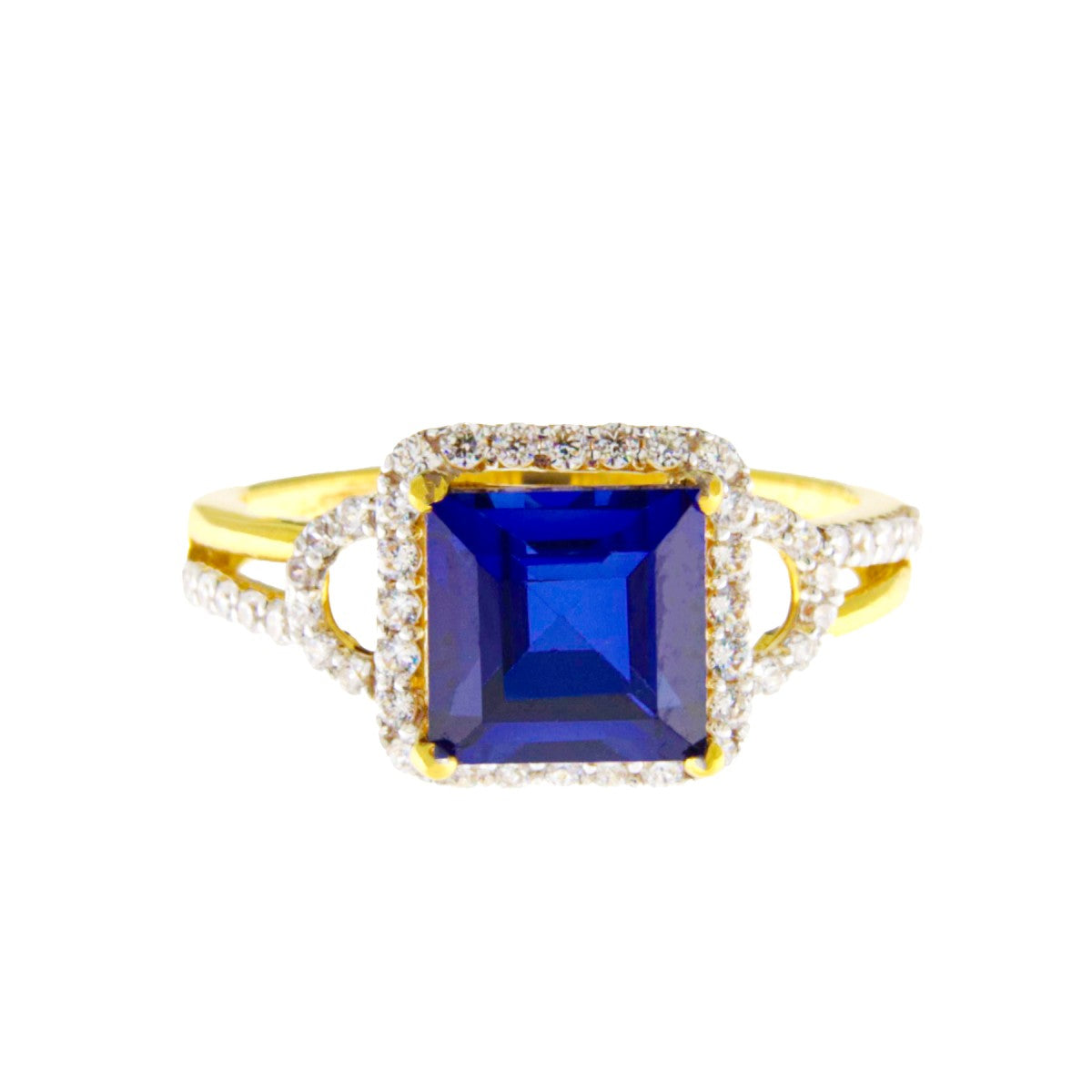 22ct Gold Blue CZ Ring - A120592