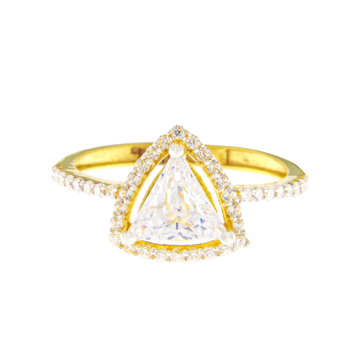 22ct Gold Triangle CZ Ring - A120593