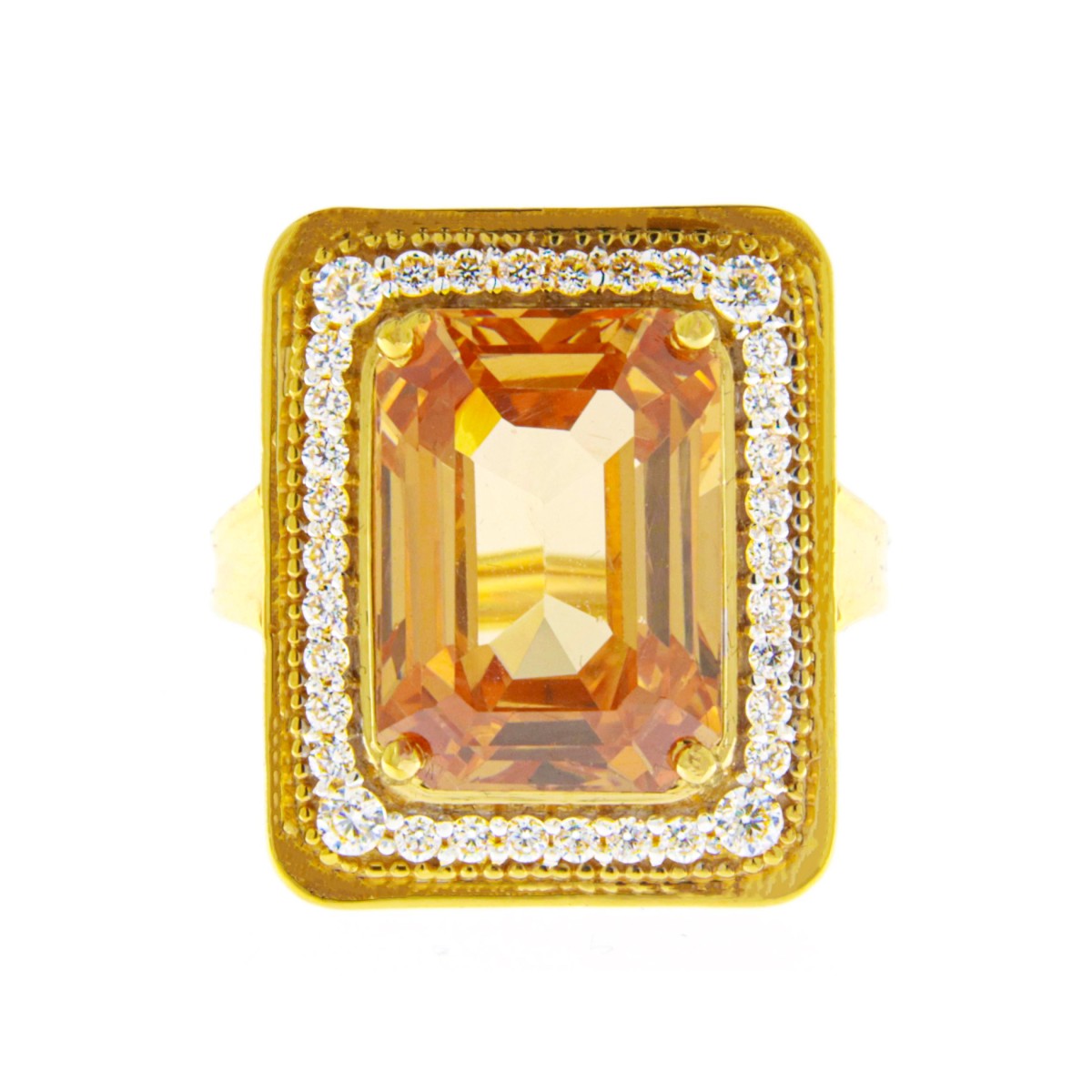 22ct Gold Orange CZ Cocktail Ring - A120598