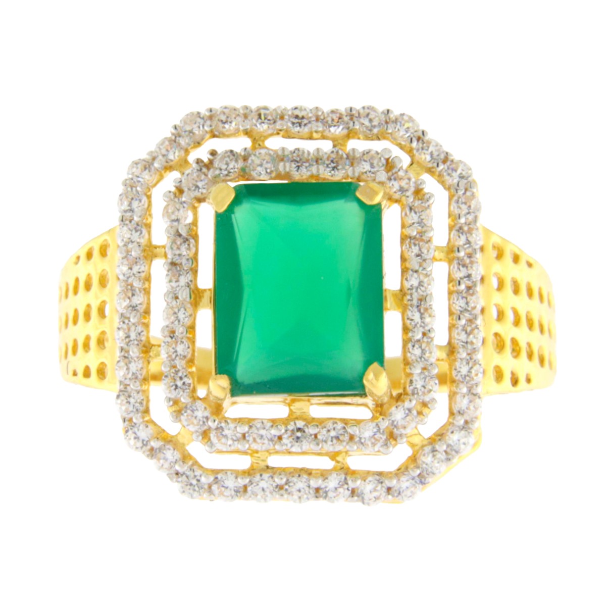 22ct Gold Green CZ Ring - A120604