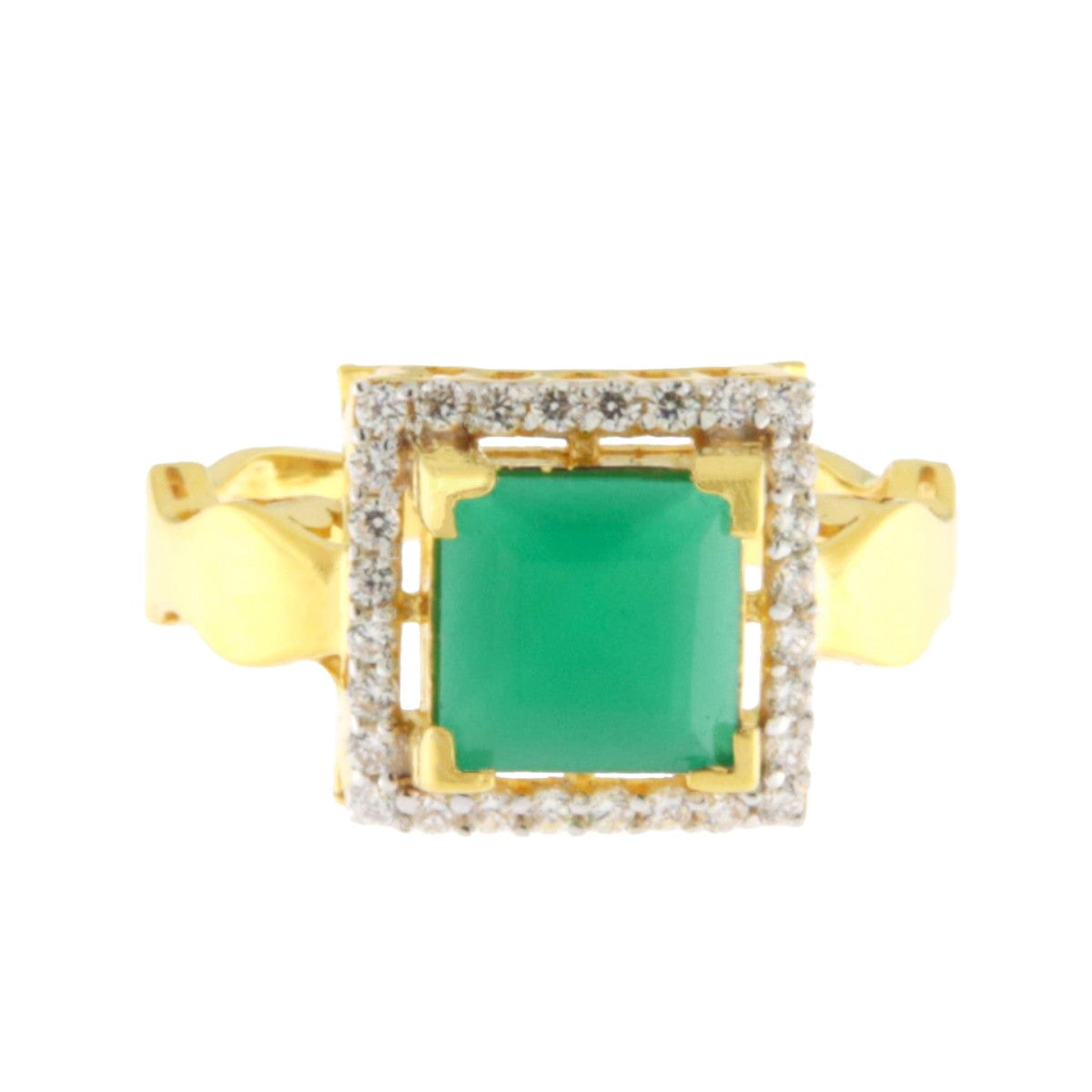 22ct Gold Green CZ Ring - A120611