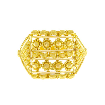 22ct Gold Filigree Geometric Floral Ring - A120620