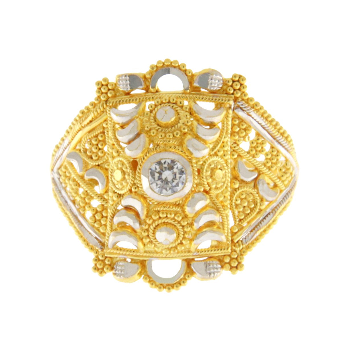 22ct Gold Two Tone Filigree Ring - A120622
