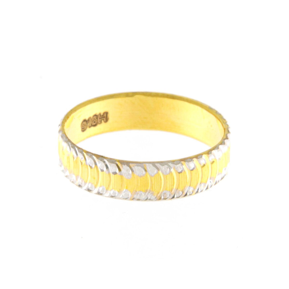 22ct Gold Two-Tone Textured Wedding Band - A120632