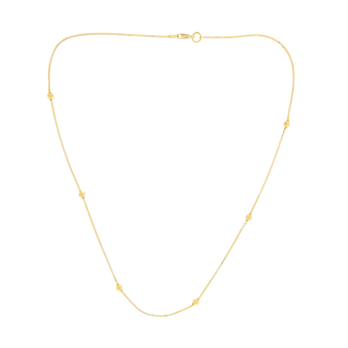 22ct Gold Delicate Beaded Chain Necklace / Mala - A120655