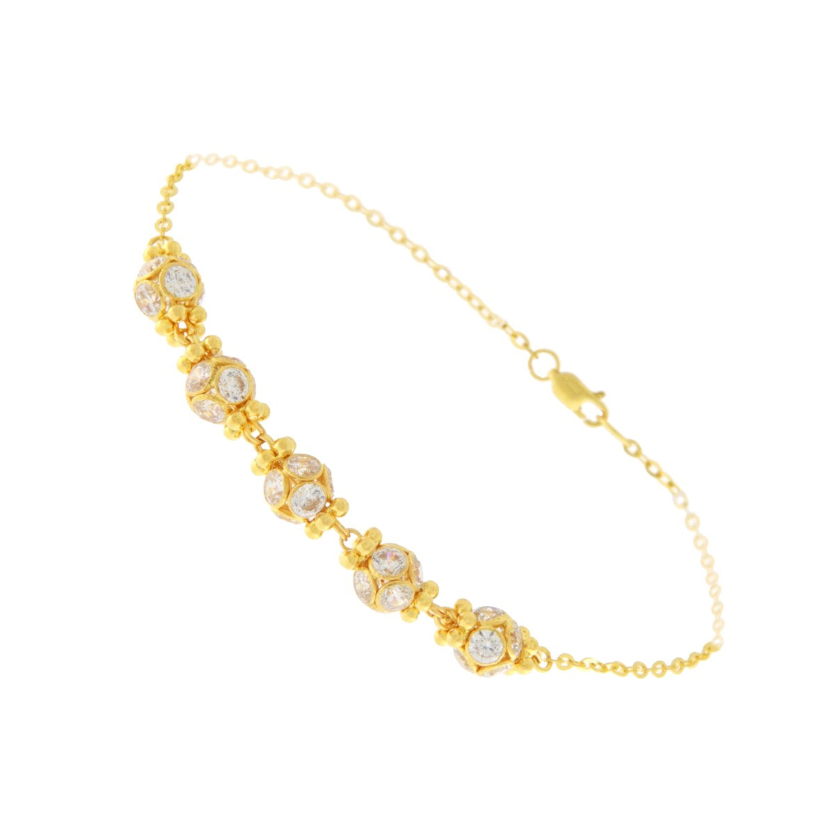 22ct Gold CZ Bracelet with Ball Accents - A120692