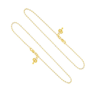 22ct Gold Chain Anklets with CZ Ball Charms (Pair) - A120725