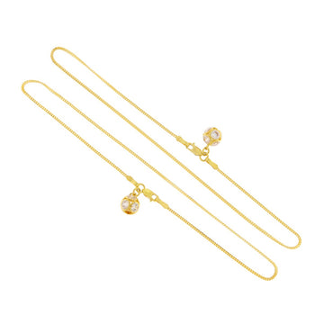 22ct Gold Anklets with CZ Ball Charms (Pair) - A120726