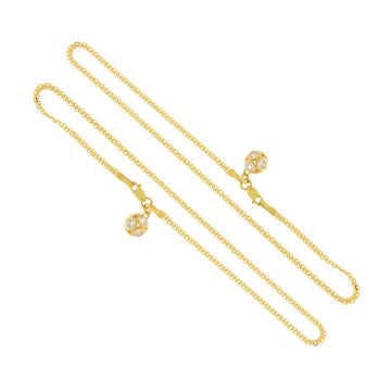 22ct Gold Twisted Chain Anklets with CZ Ball Charms (Pair) - A120727