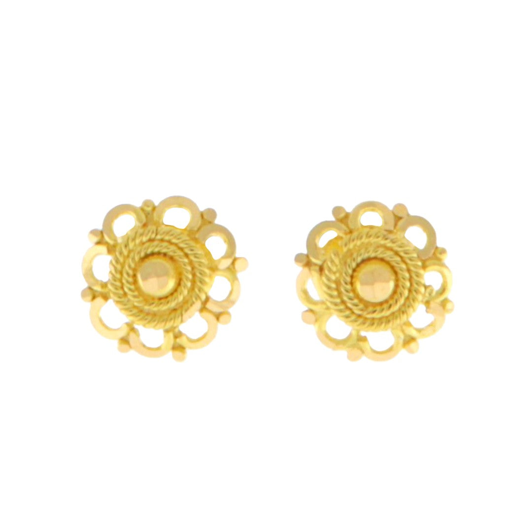 22ct Gold Traditional Floral Stud Earrings - A120745