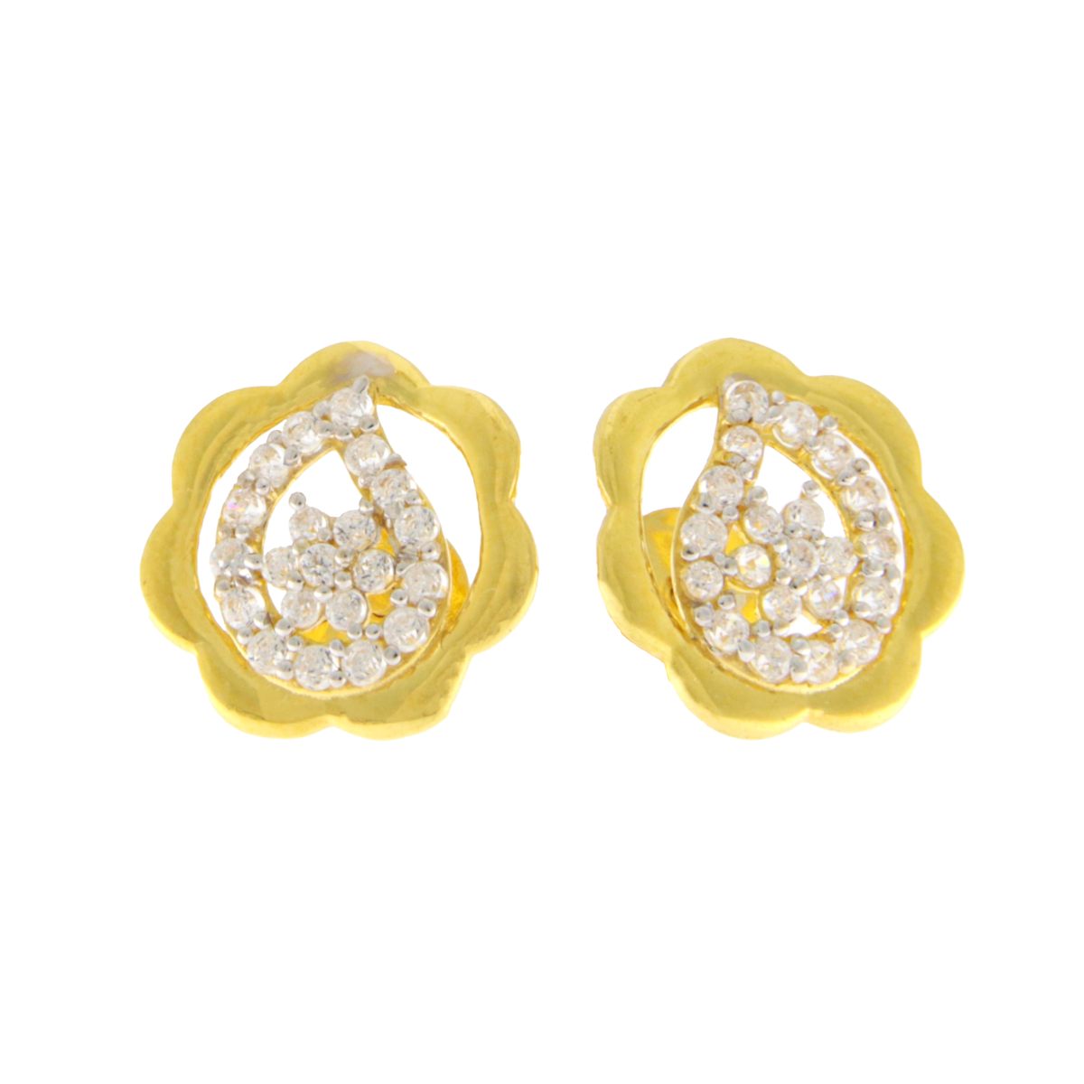 22ct Gold Pear & Petal Stud Earrings - A120757