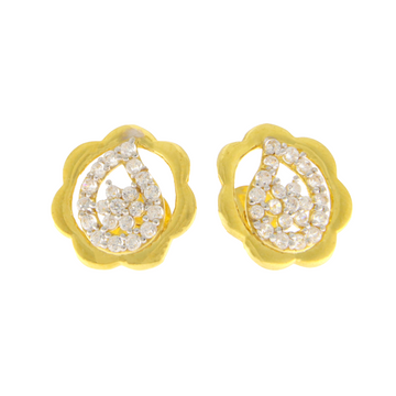 22ct Gold Pear & Petal Stud Earrings - A120757