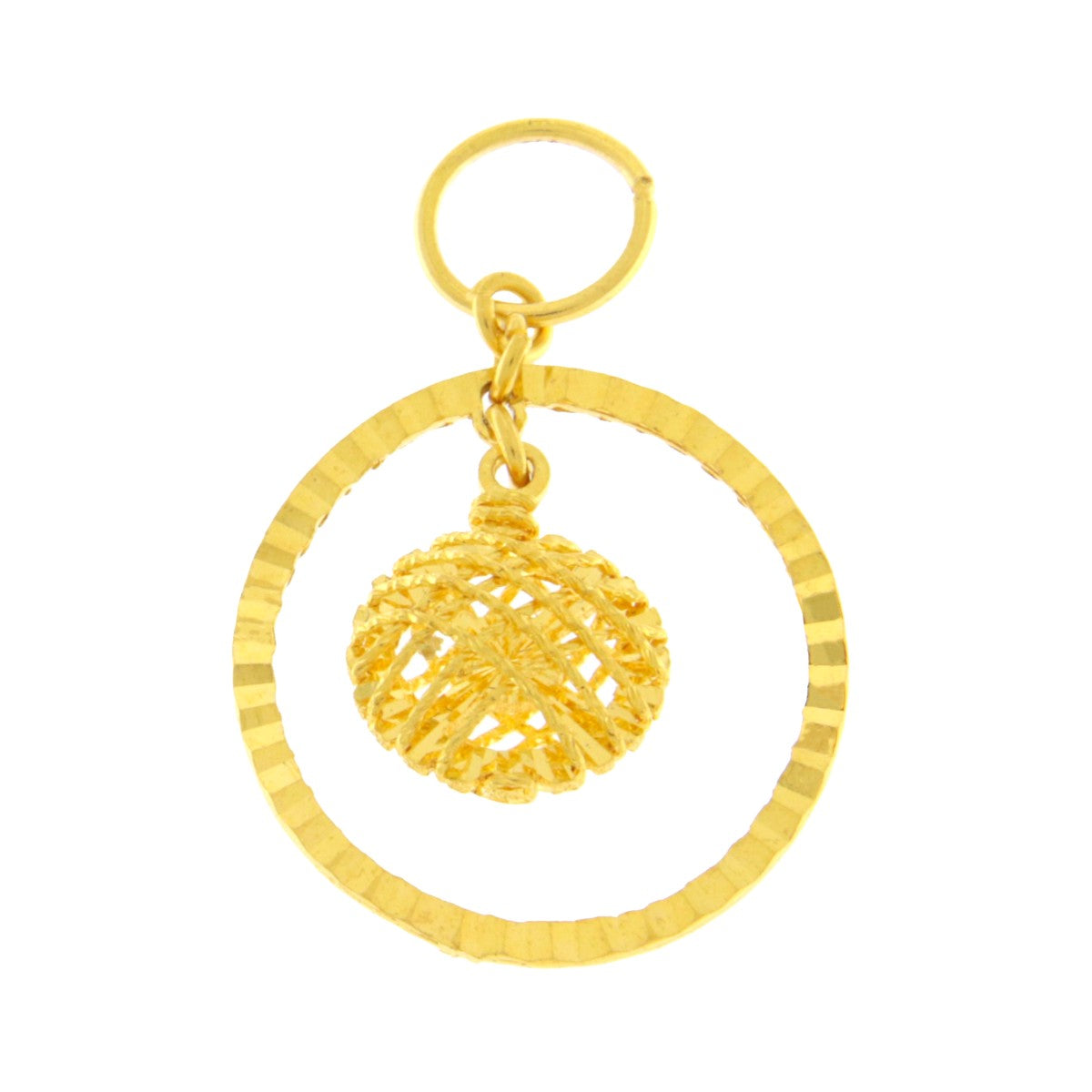 22ct Gold Textured Ball Pendant - A120794