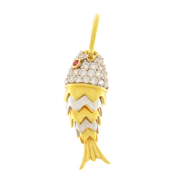 22ct Gold Two Colour Fish Pendant - A120803
