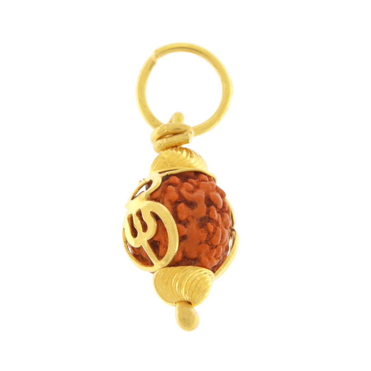 22ct Gold Rudraksha Bead Pendant with Trishul - A120806