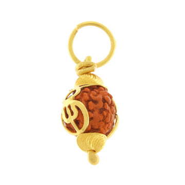 22ct Gold Rudraksha Bead Pendant with Trishul - A120806
