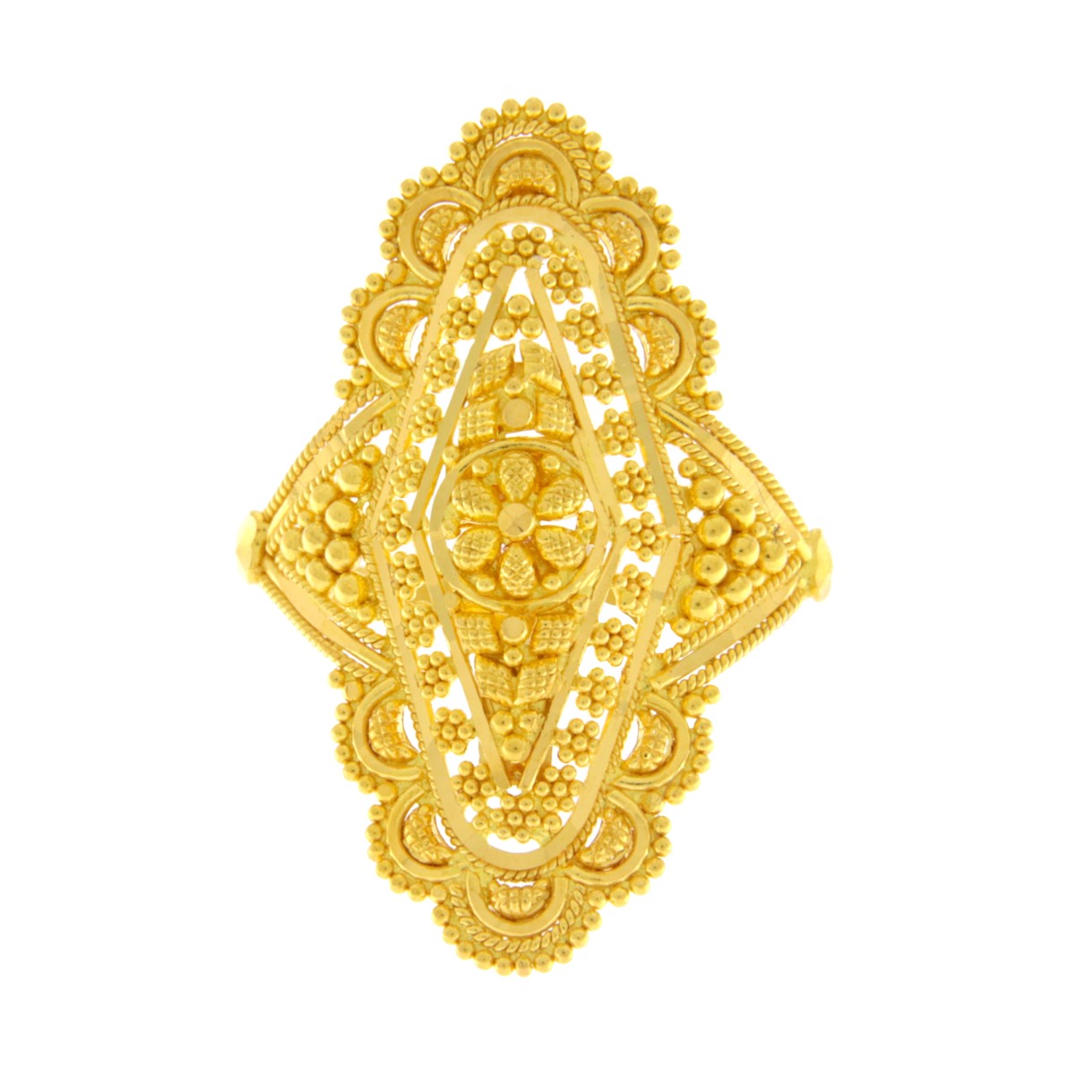 22ct Gold Filigree Elongated Ring - A120823