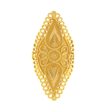 22ct Gold Oval Ring with Leaf Detailing - A120824