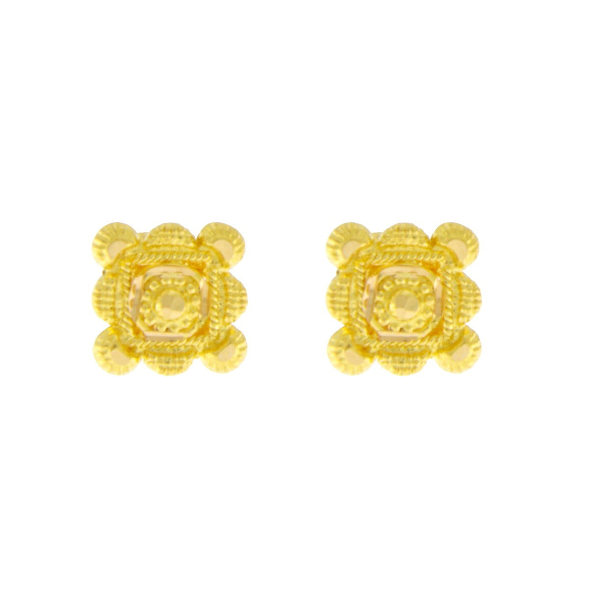 22ct Gold Square Filigree Stud Earrings - A120918