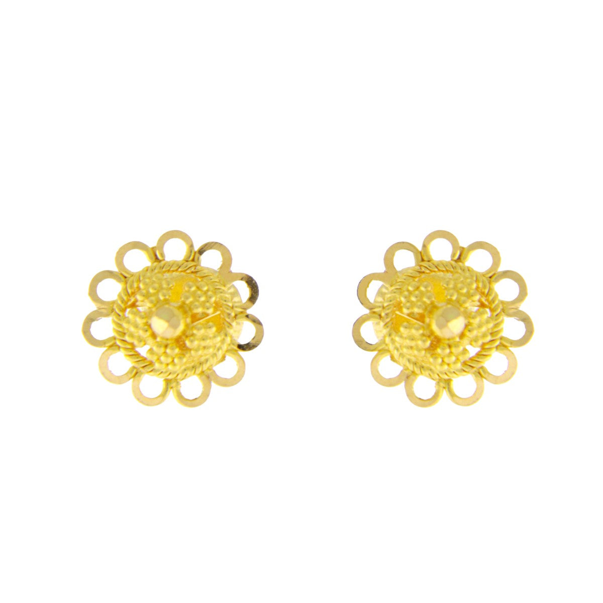 22ct Gold Floral Filigree Stud Earrings - A120921