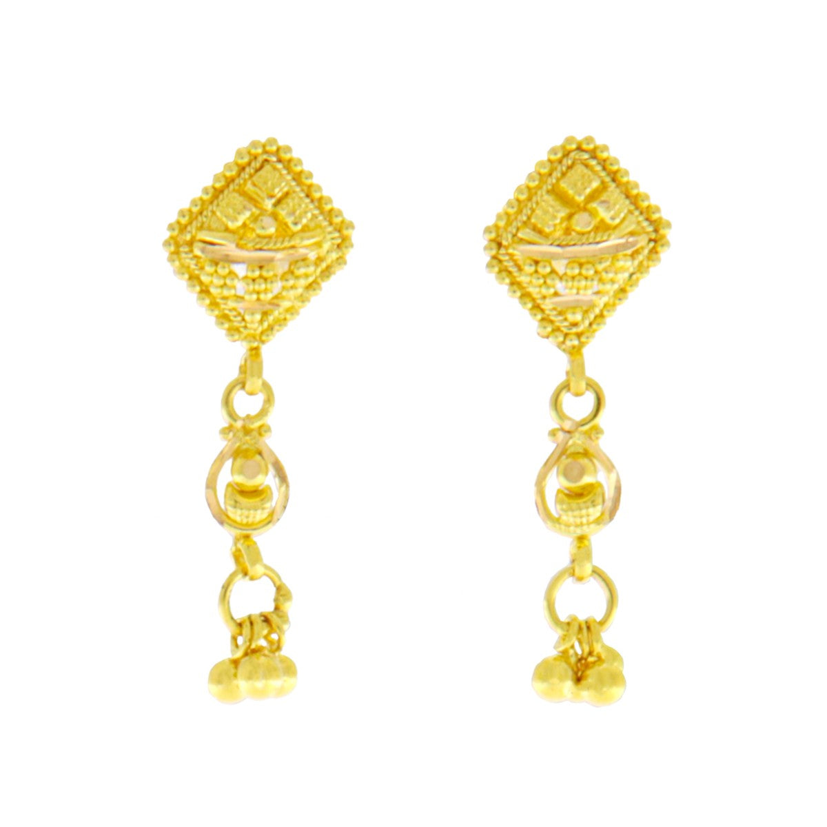 22ct Gold Filigree Drop Earrings - A120933