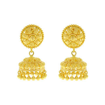 22ct Gold Filigree Jhumka Earrings - A120934