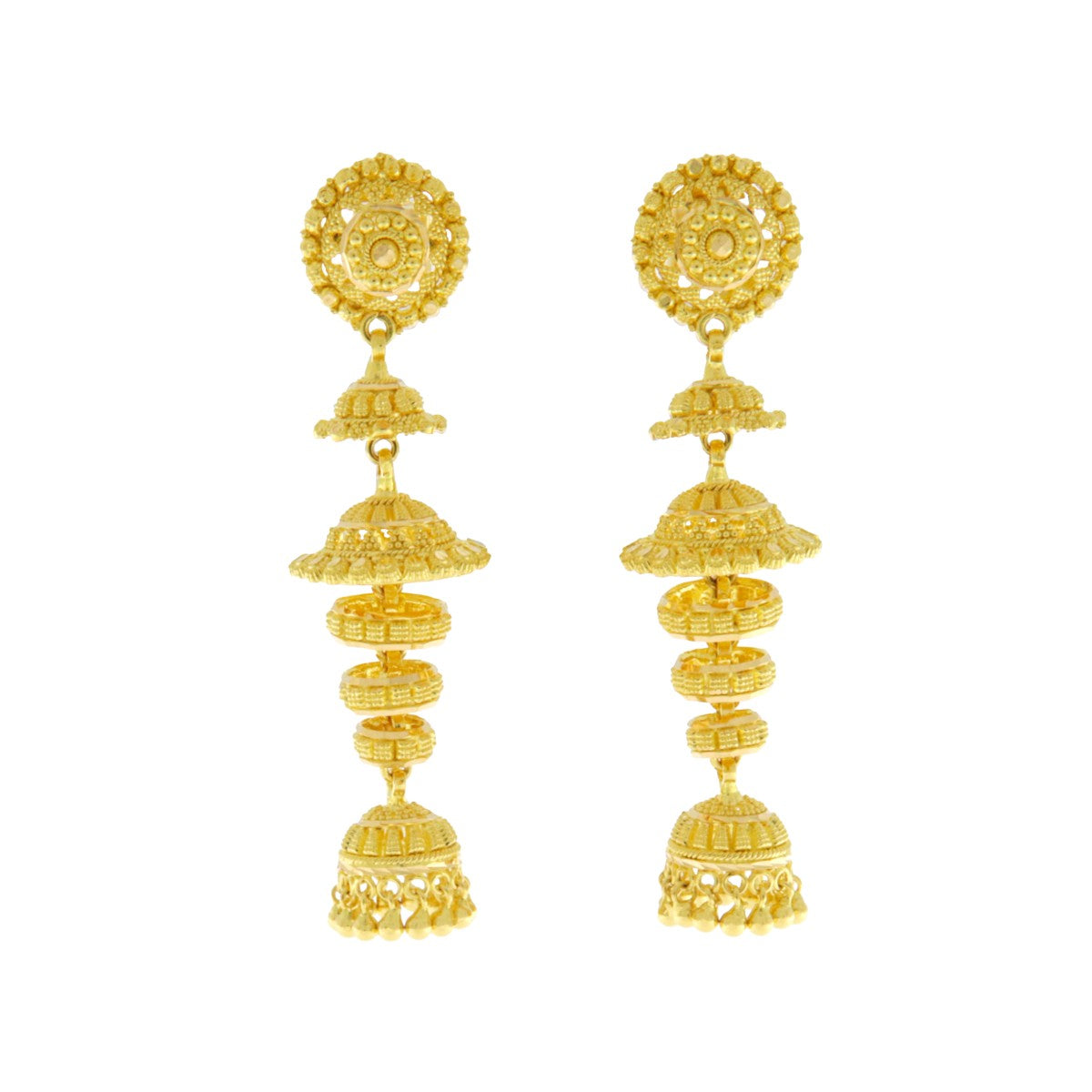 22ct Gold Chandelier Jhumka Earrings - A120957