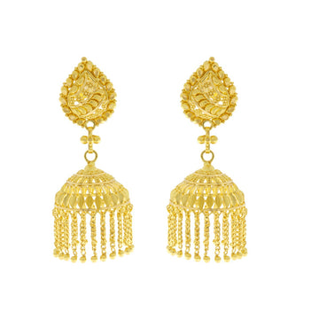 22ct Gold Chandelier Filigree Jhumka Earrings - A120966