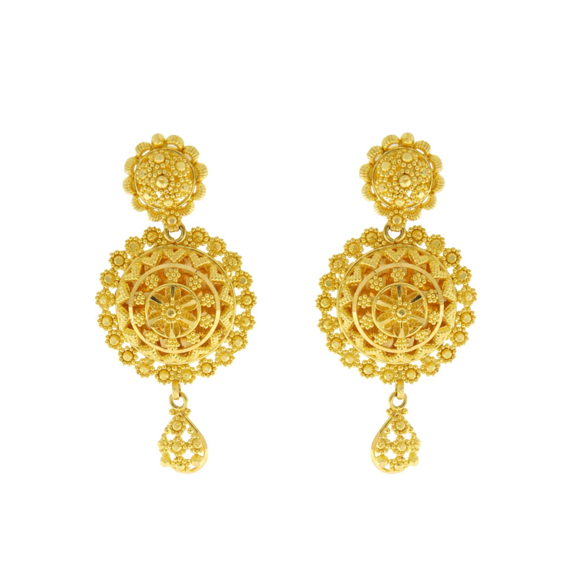 22ct Gold Floral Filigree Earrings - A120967